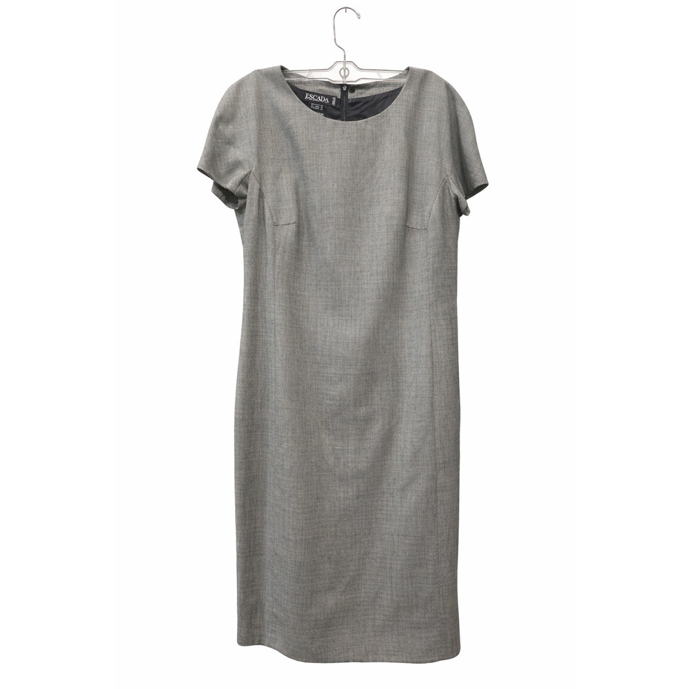 Escada Wool Sheath Dress Gray Size 42 US 10-12 Minimalist Career Office Luxury